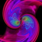 Kollision im Computer: Diese Simulation zeigt die beiden schwarzen Löcher mit 29 und 36 Sonnenmassen, die einander umtanzen und in wenigen Augenblicken miteinander verschmelzen werden. Dabei strahlen sie Gravitationswellen ab – die in irdischen Detektoren beobachtet wurden. Bild: Numerisch-relativistische Simulation: S. Ossokine, A. Buonanno (Max-Planck-Institut für Gravitationsphysik) / Wissenschaftliche Visualisierung: W. Benger (Airborne Hydro Mapping GmbH)